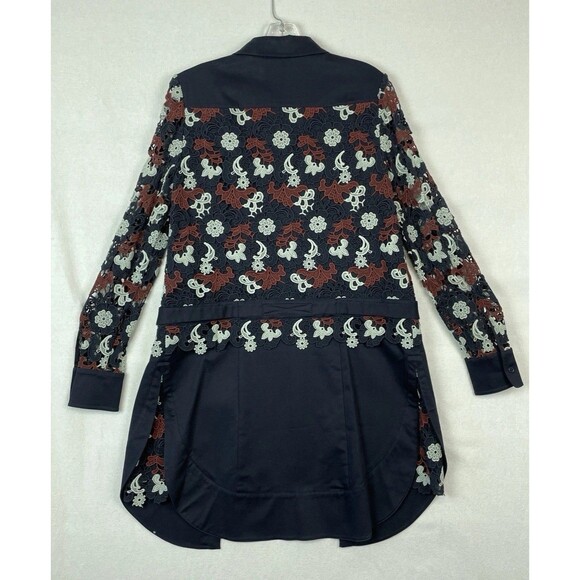 Tory Burch Womens 6 Shirt Dress Guipure Lace Floral Bittersweet Navy Elegant NEW - Picture 15 of 16